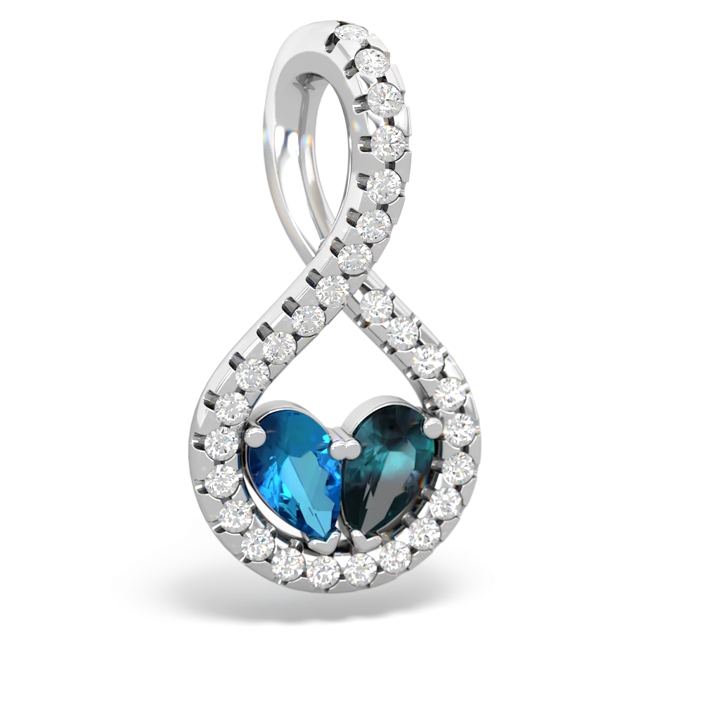 London Topaz Pave Twist 'One Heart' 14K White Gold pendant P5360