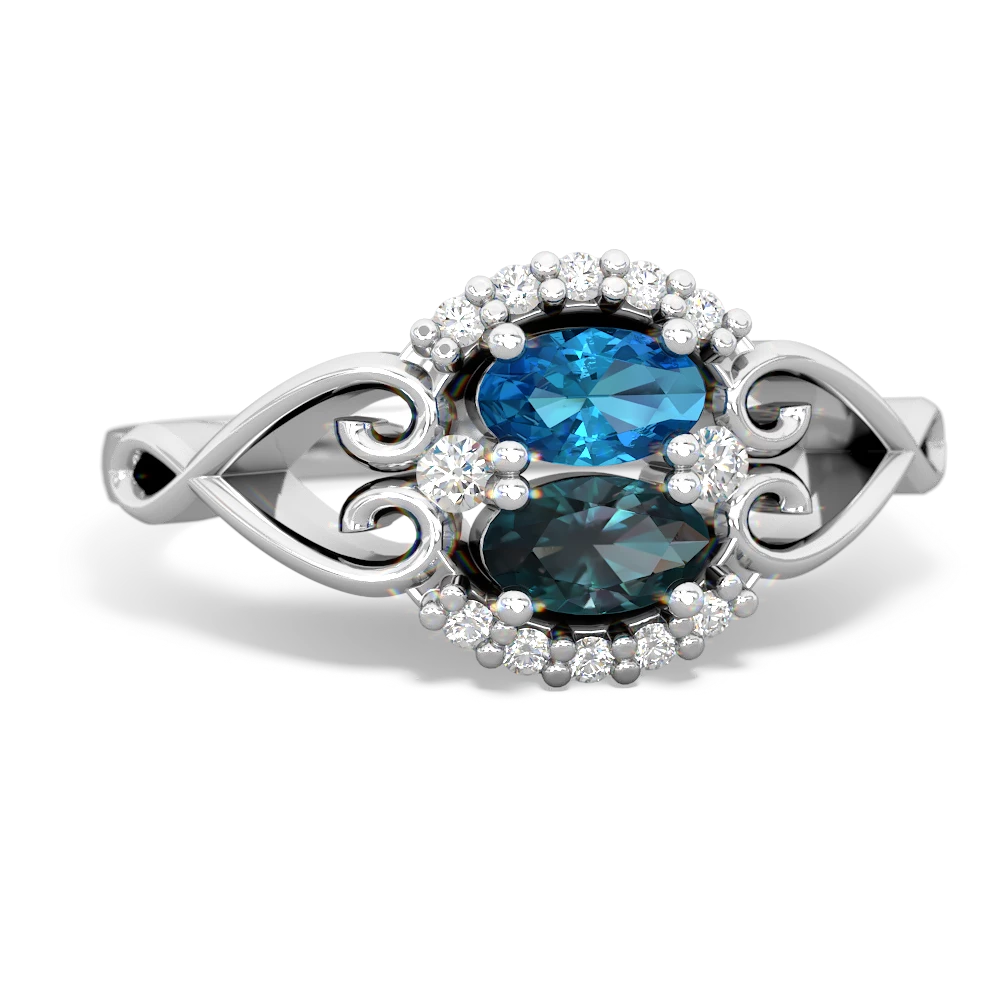 London Topaz Love Nest 14K White Gold ring R5860