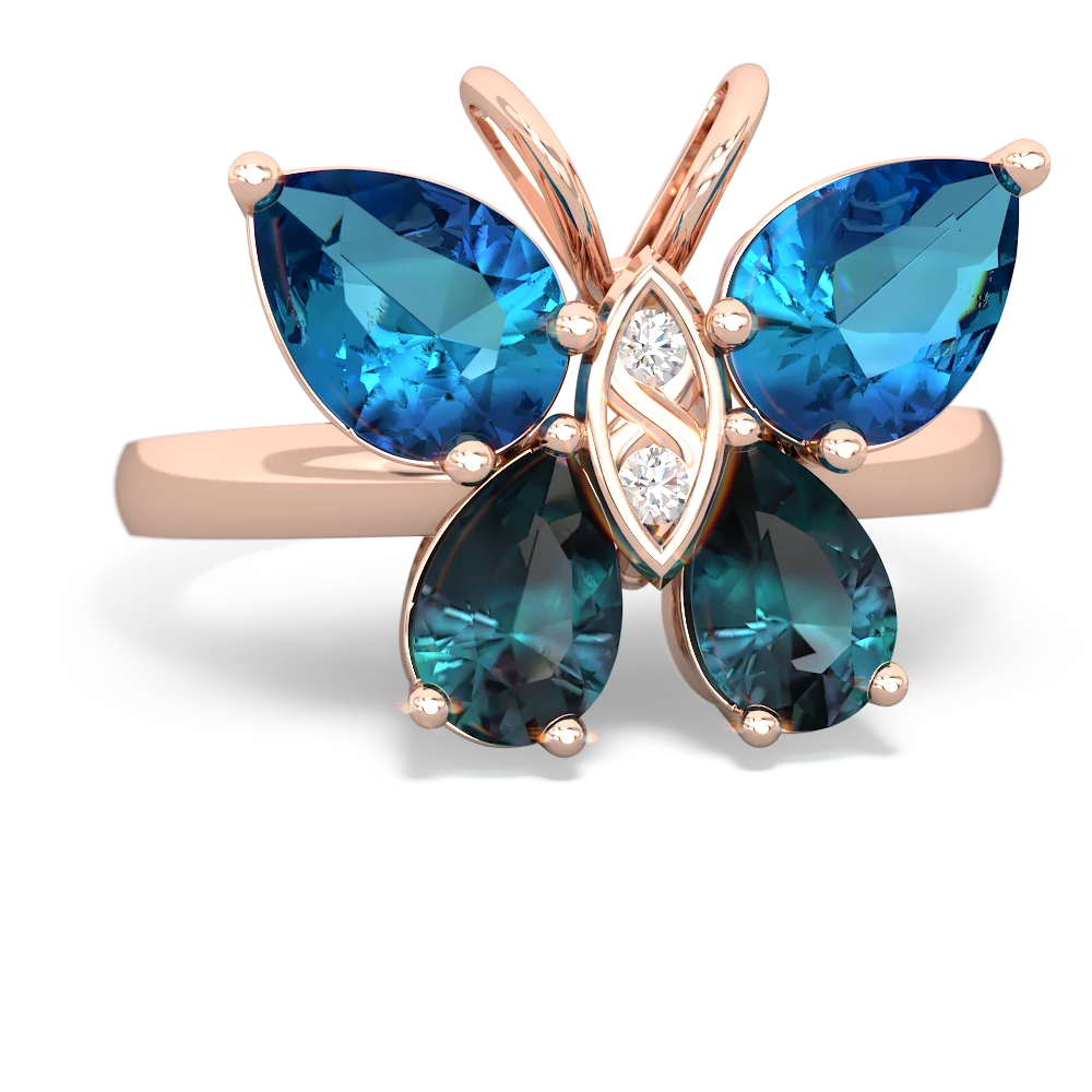 London Topaz Butterfly 14K Rose Gold ring R2215