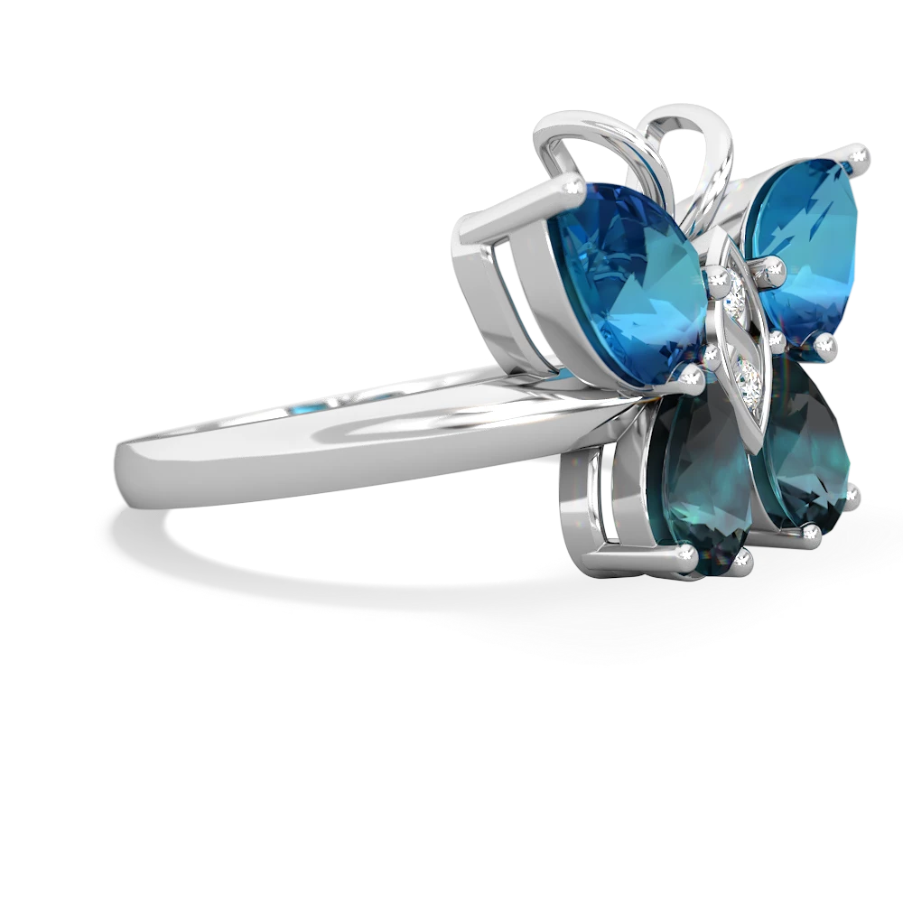 London Topaz Butterfly 14K White Gold ring R2215