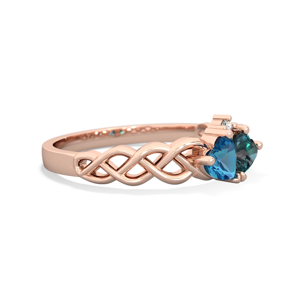 London Topaz Heart To Heart Braid 14K Rose Gold ring R5870