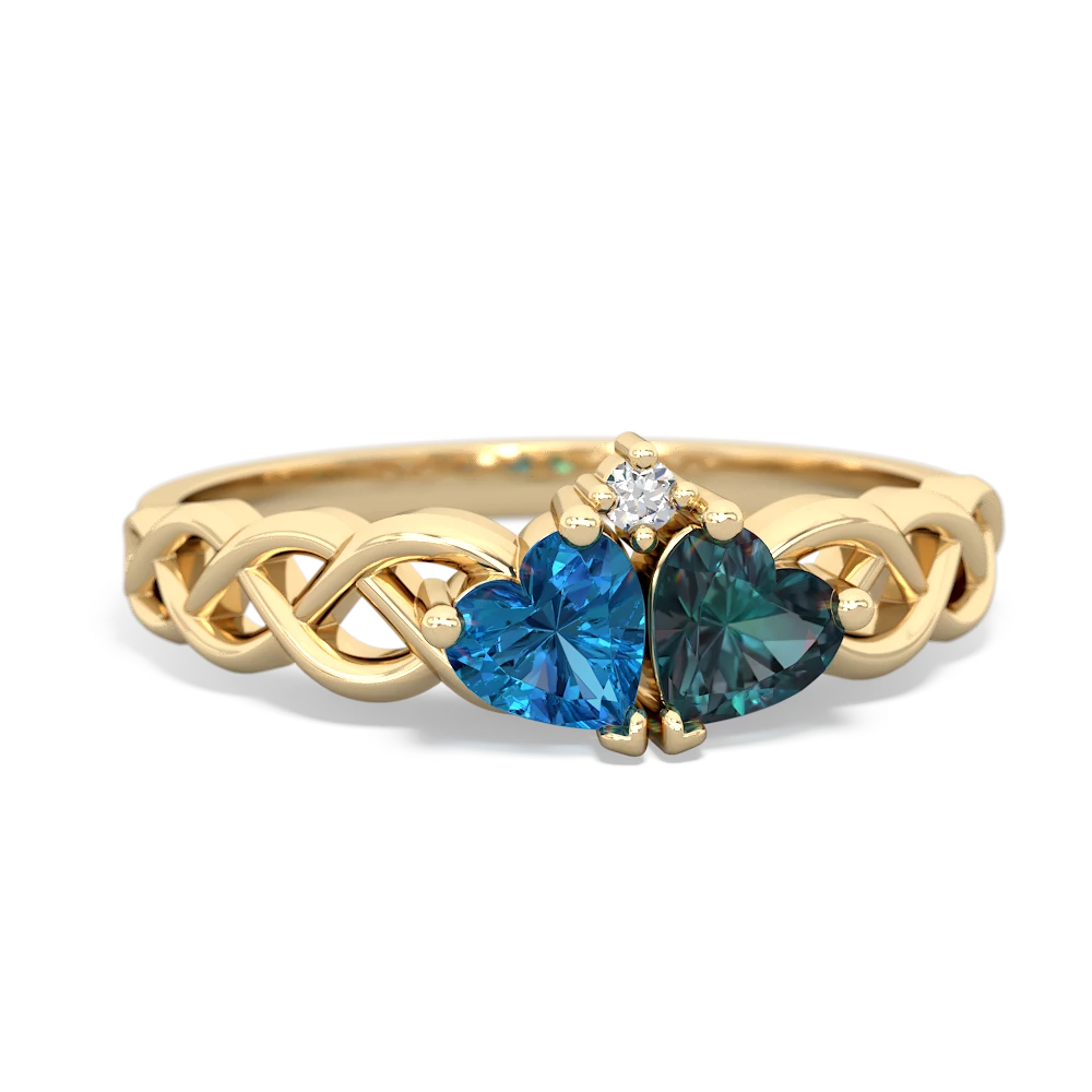 London Topaz Heart To Heart Braid 14K Yellow Gold ring R5870