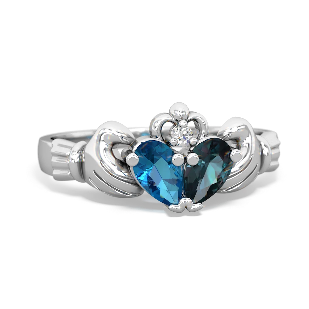 London Topaz 'Our Heart' Claddagh 14K White Gold ring R2388