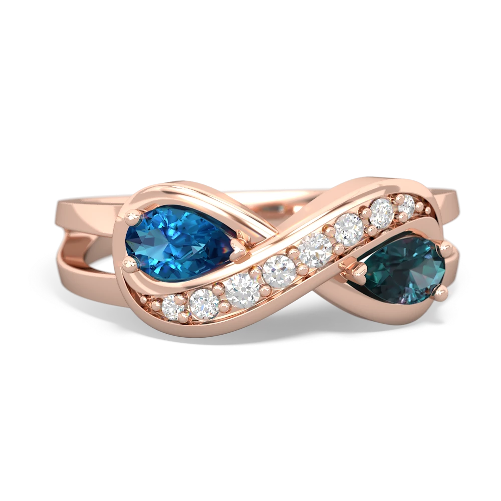 London Topaz Diamond Infinity 14K Rose Gold ring R5390