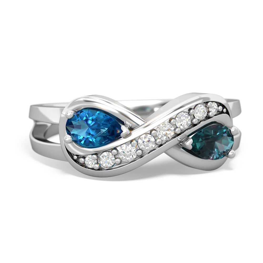 London Topaz Diamond Infinity 14K White Gold ring R5390