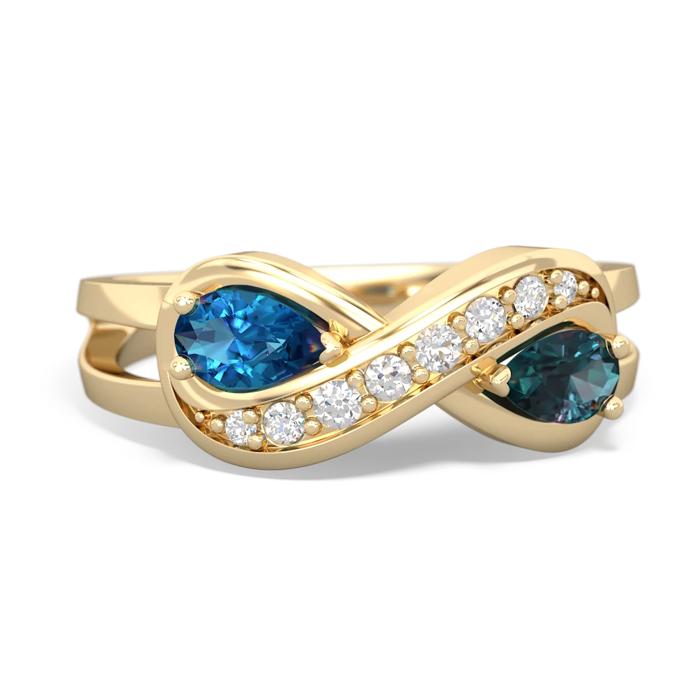 London Topaz Diamond Infinity 14K Yellow Gold ring R5390