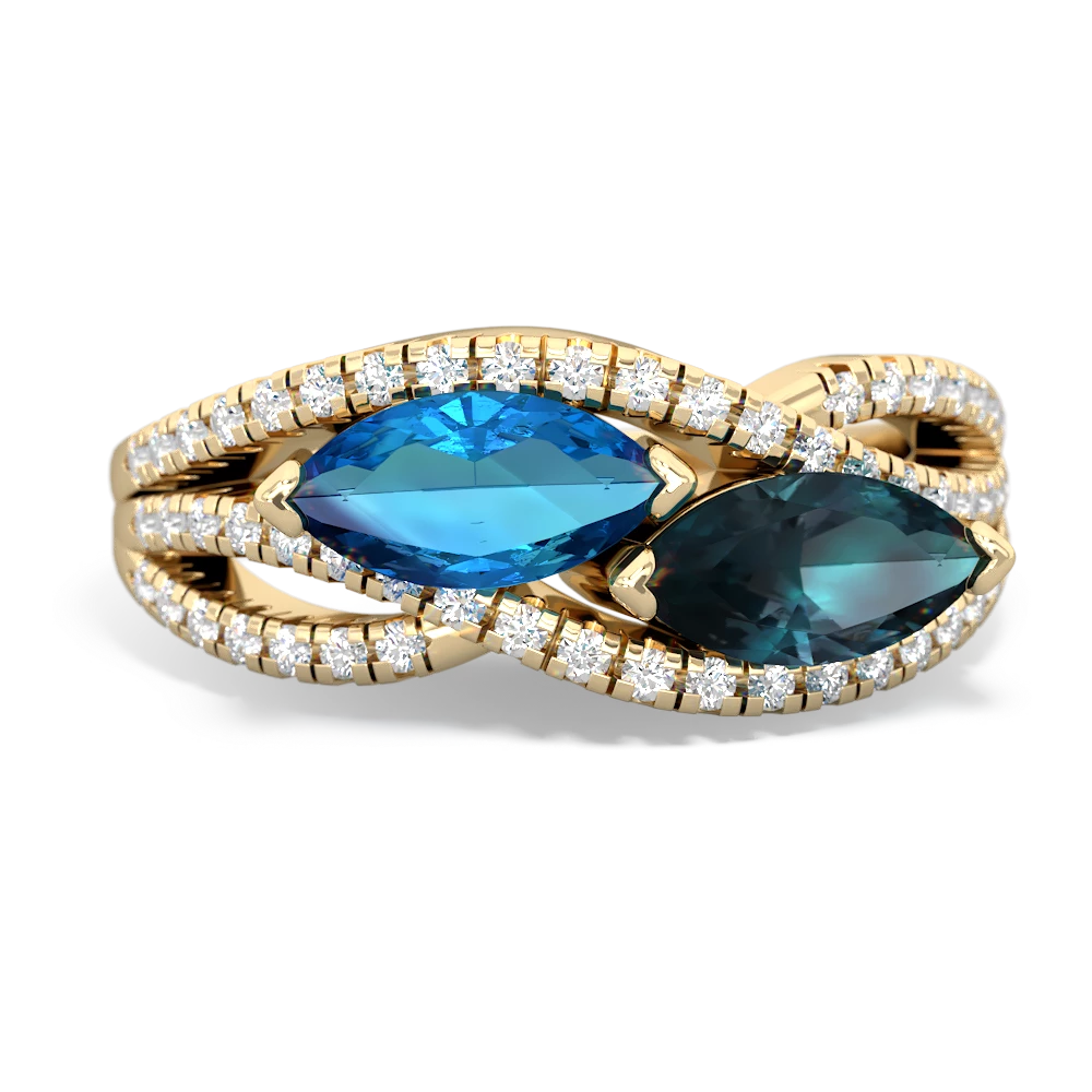 London Topaz Diamond Rivers 14K Yellow Gold ring R3070