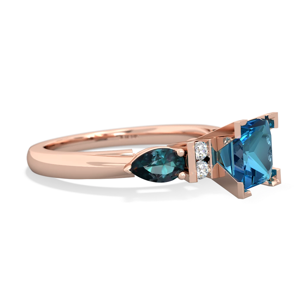 London Topaz 6Mm Princess Eternal Embrace Engagement 14K Rose Gold ring C2002