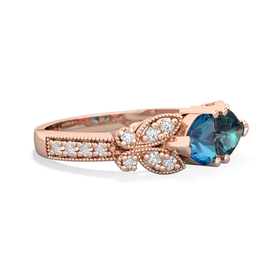 London Topaz Diamond Butterflies 14K Rose Gold ring R5601