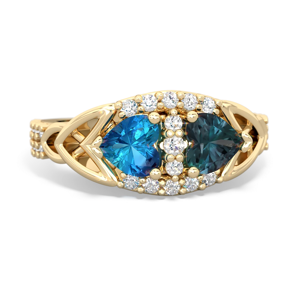 London Topaz Sparkling Celtic Knot 14K Yellow Gold ring R2645