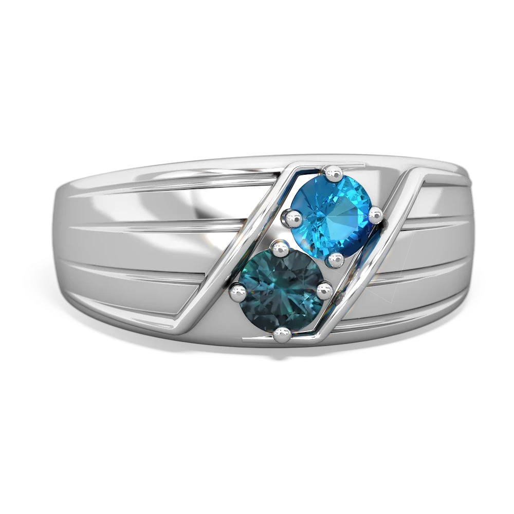 London Topaz Men's Streamline 14K White Gold ring R0460