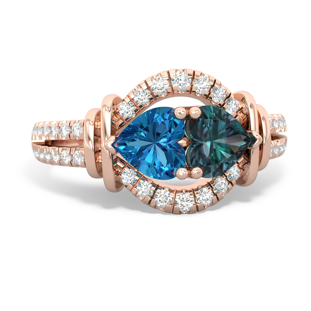 London Topaz Art-Deco Keepsake 14K Rose Gold ring R5630