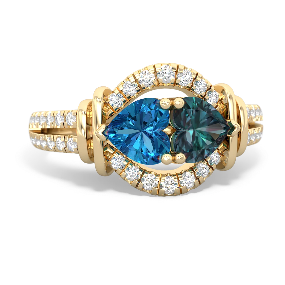 London Topaz Art-Deco Keepsake 14K Yellow Gold ring R5630