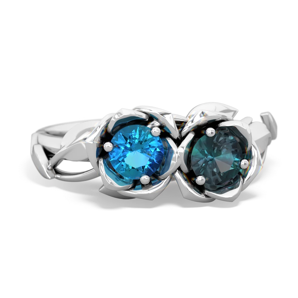 London Topaz Rose Garden 14K White Gold ring R5510