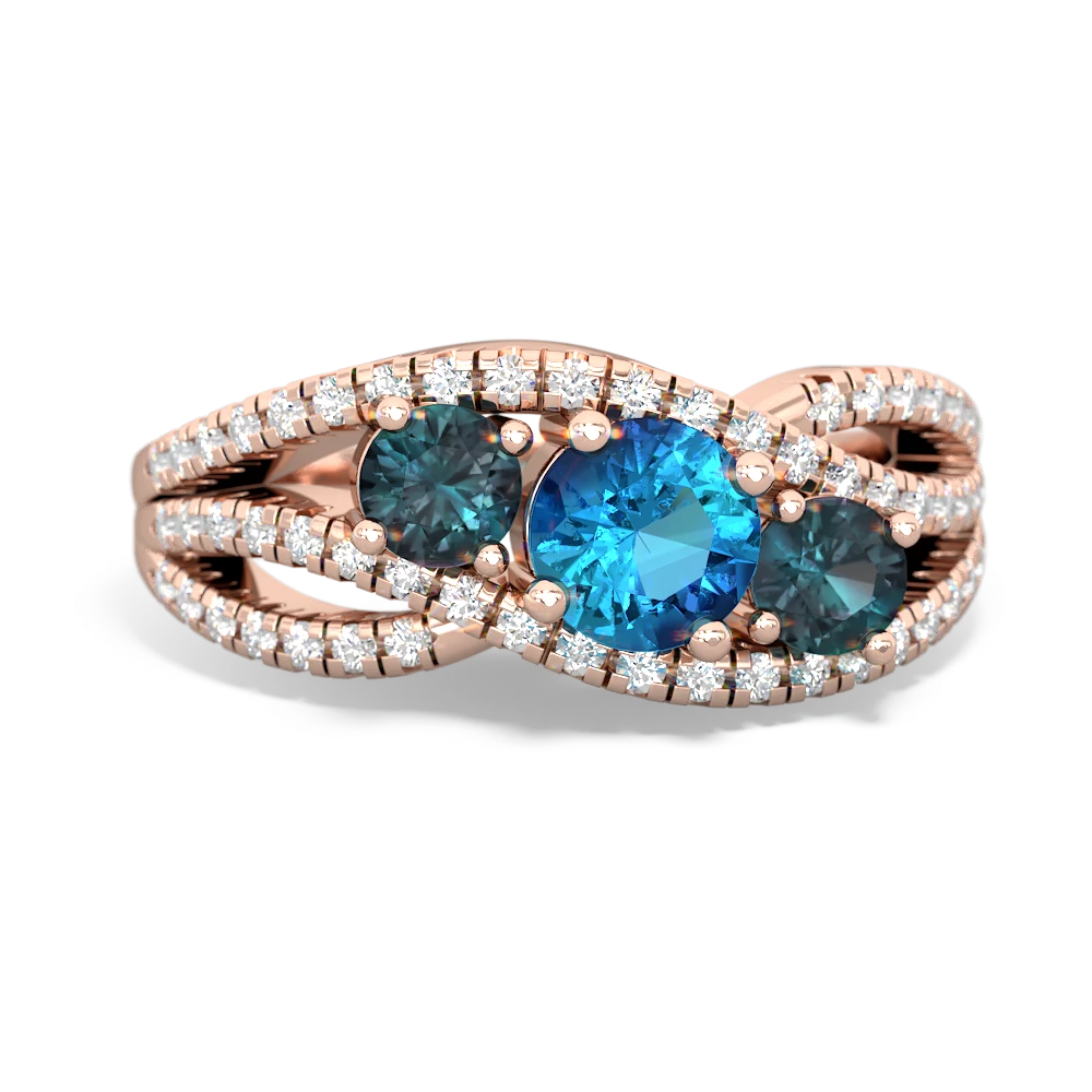 London Topaz Three Stone Aurora 14K Rose Gold ring R3080