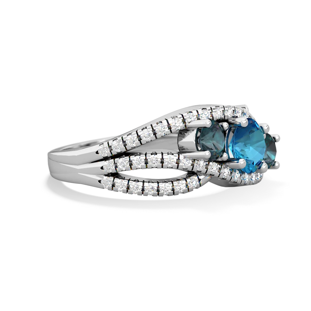 London Topaz Three Stone Aurora 14K White Gold ring R3080