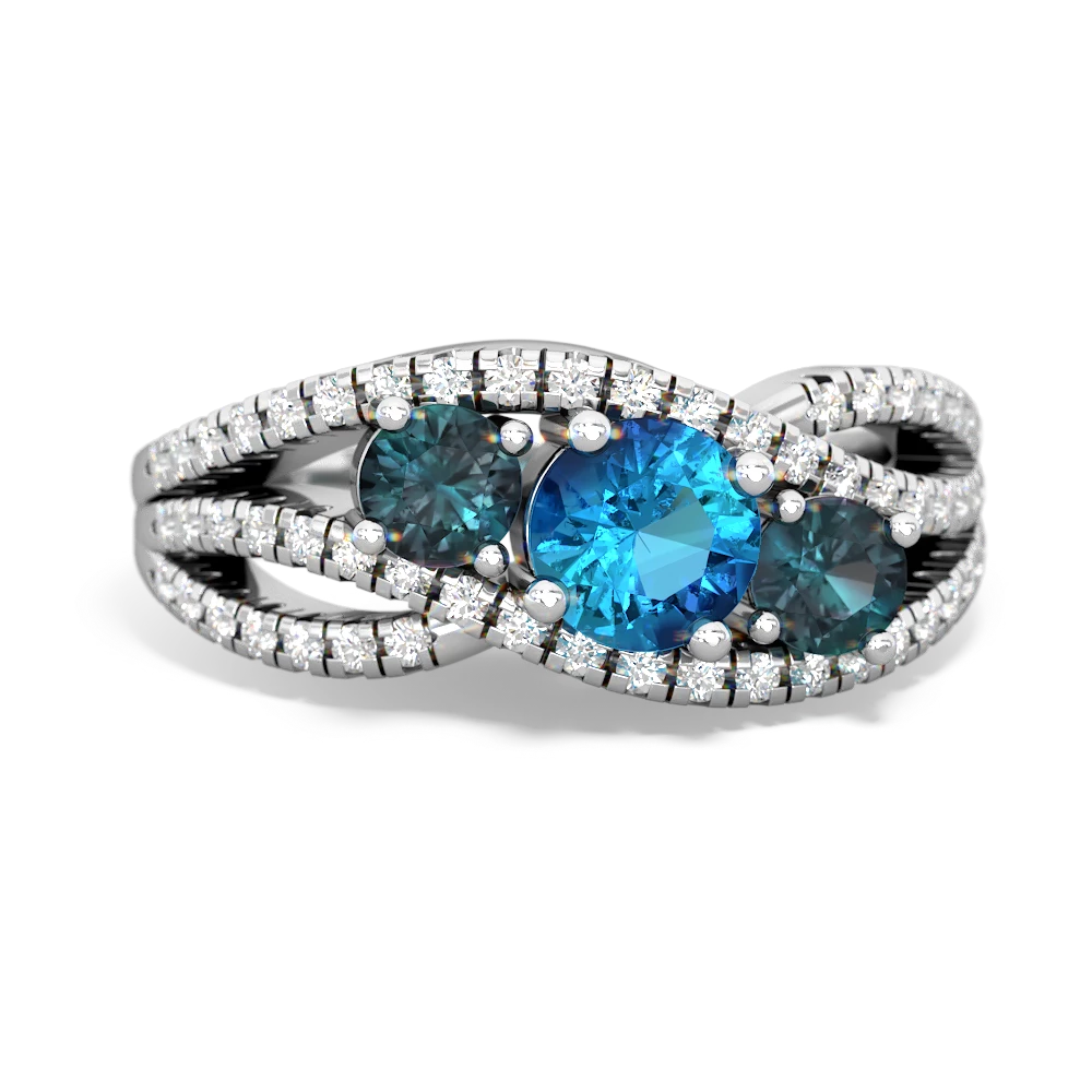 London Topaz Three Stone Aurora 14K White Gold ring R3080