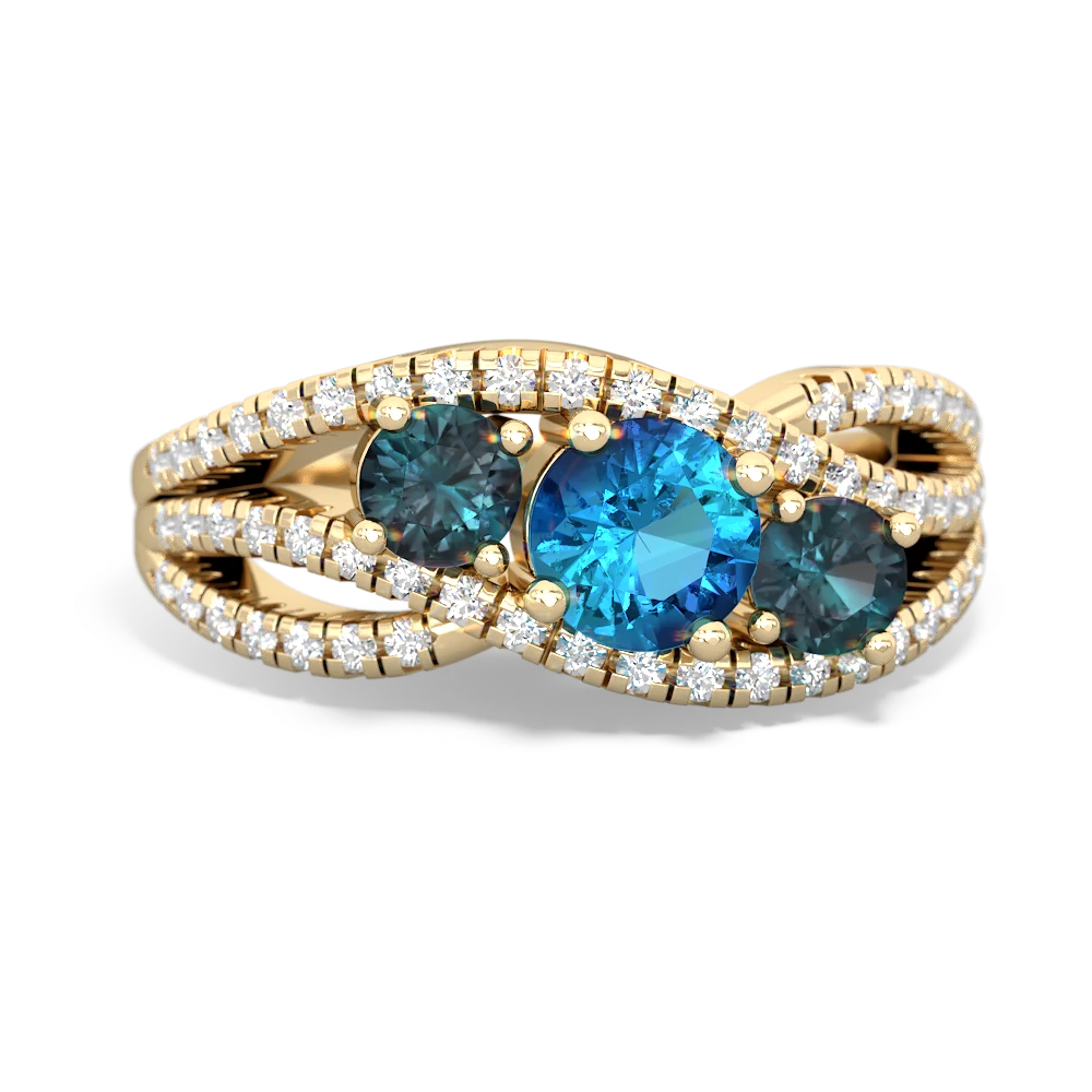 London Topaz Three Stone Aurora 14K Yellow Gold ring R3080