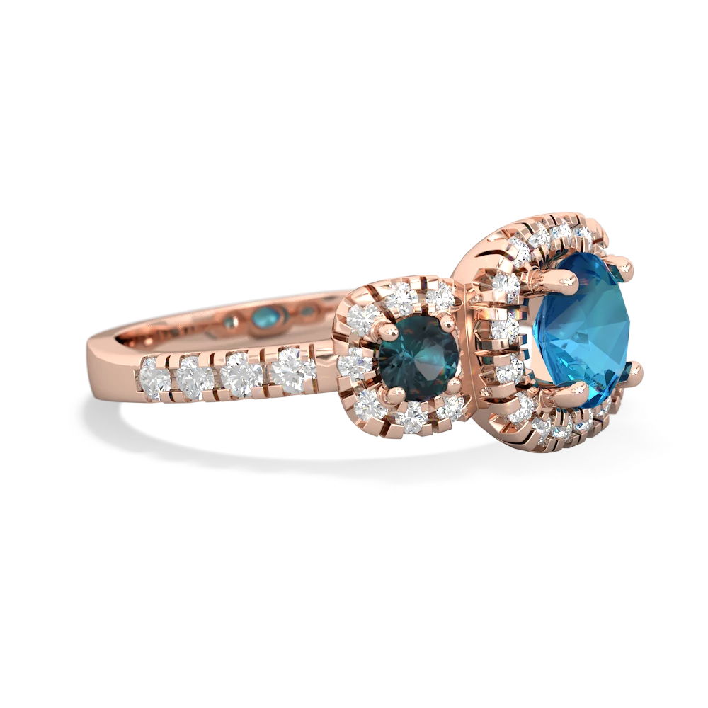 London Topaz Regal Halo 14K Rose Gold ring R5350