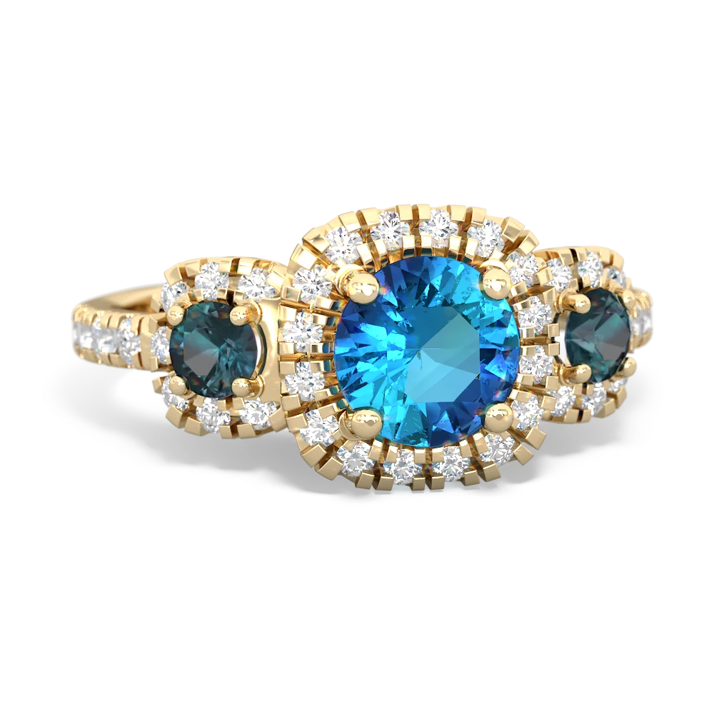 London Topaz Regal Halo 14K Yellow Gold ring R5350