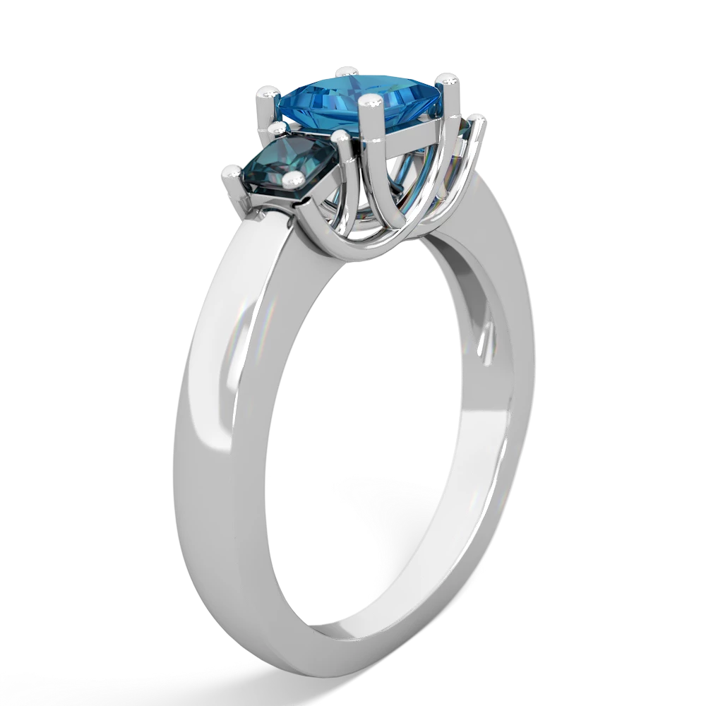 London Topaz Three Stone Trellis 14K White Gold ring R4015