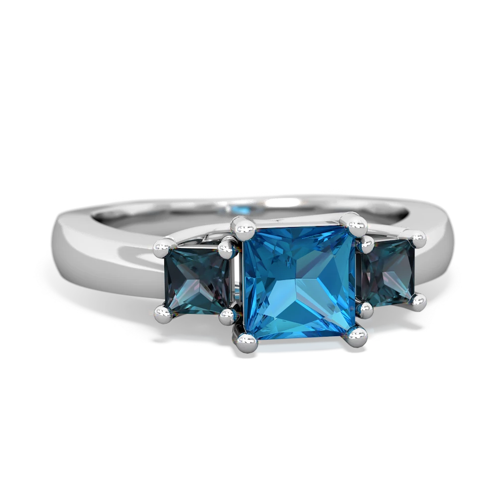 London Topaz Three Stone Trellis 14K White Gold ring R4015