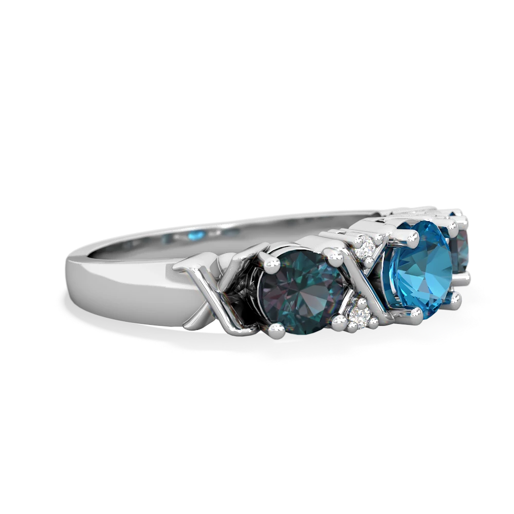 London Topaz Hugs And Kisses 14K White Gold ring R5016