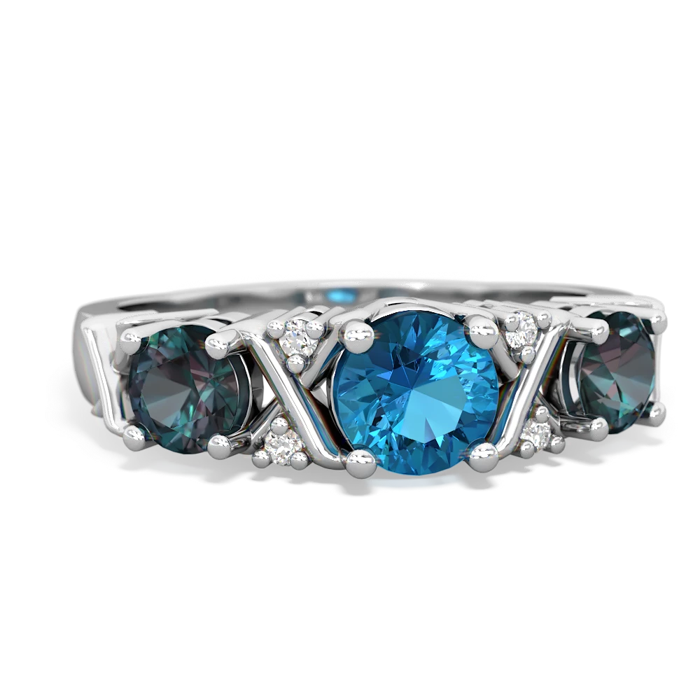 London Topaz Hugs And Kisses 14K White Gold ring R5016