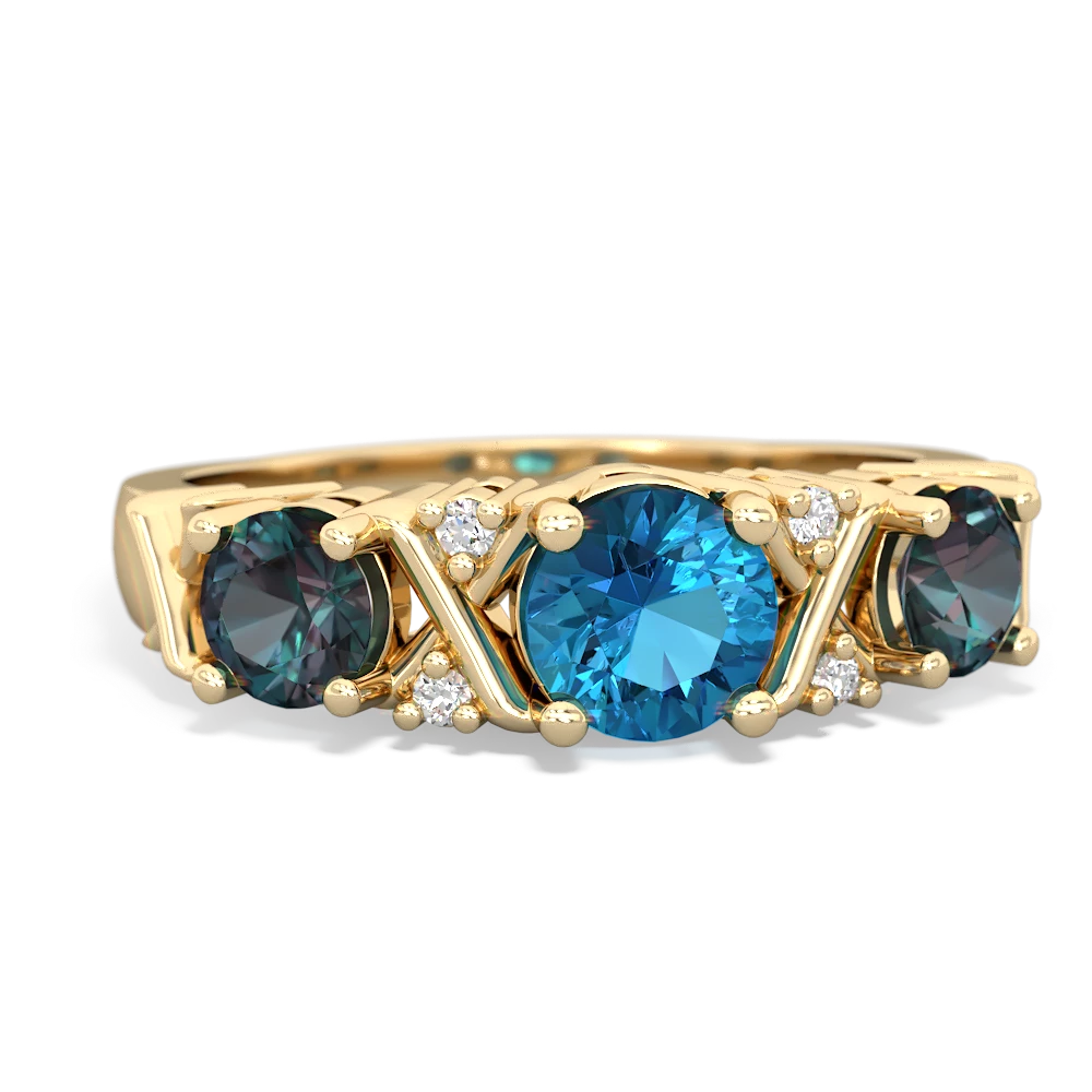 London Topaz Hugs And Kisses 14K Yellow Gold ring R5016