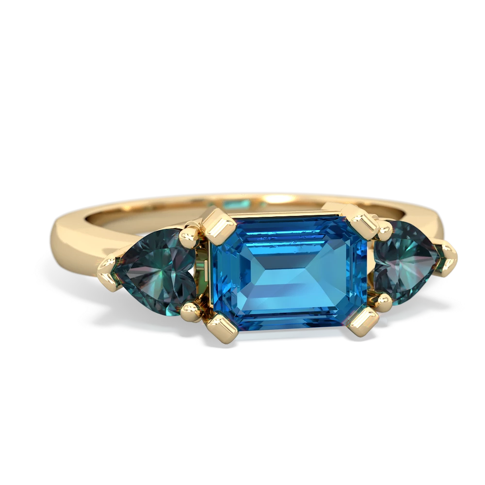 London Topaz Three Stone 14K Yellow Gold ring R5235