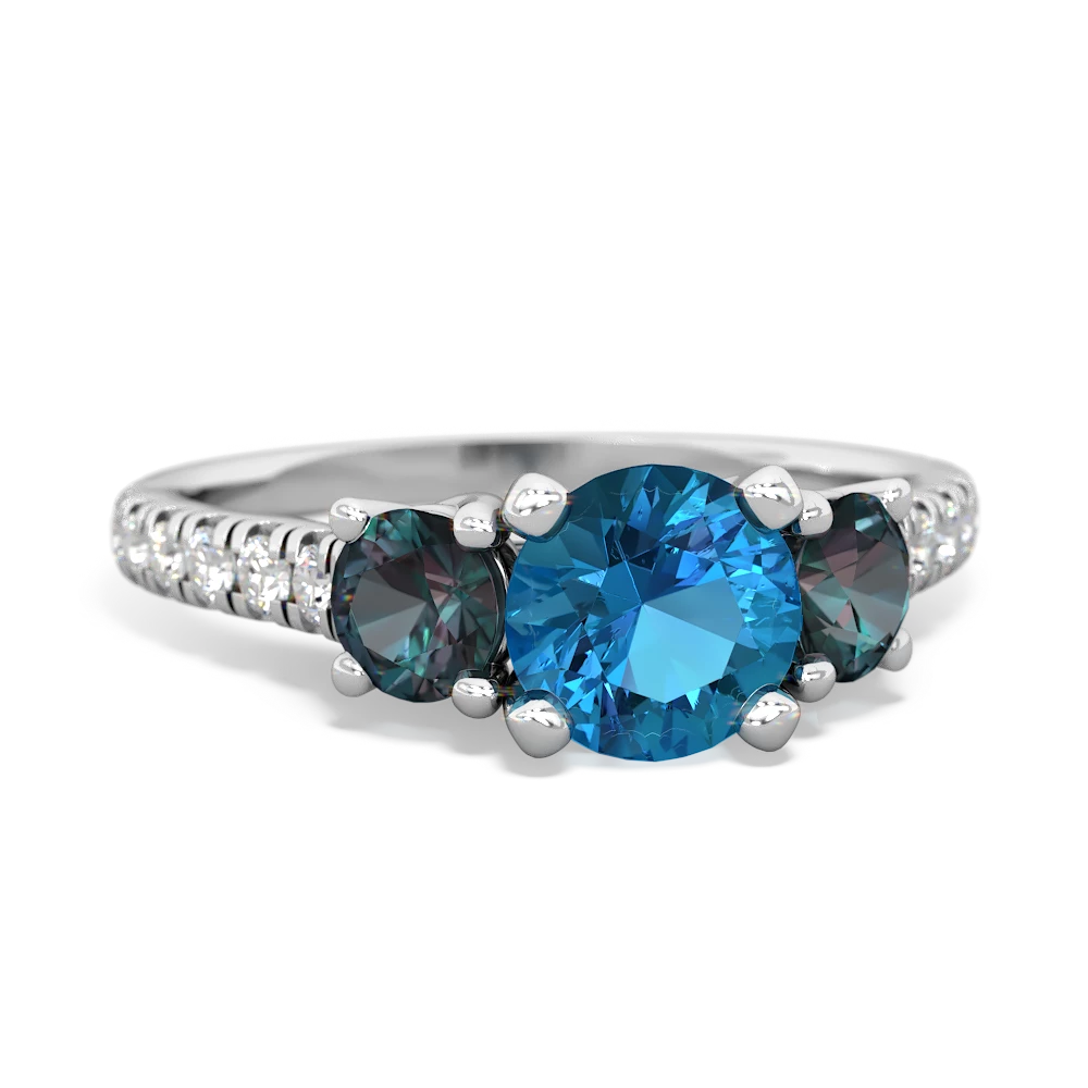 London Topaz Pave Trellis 14K White Gold ring R5500