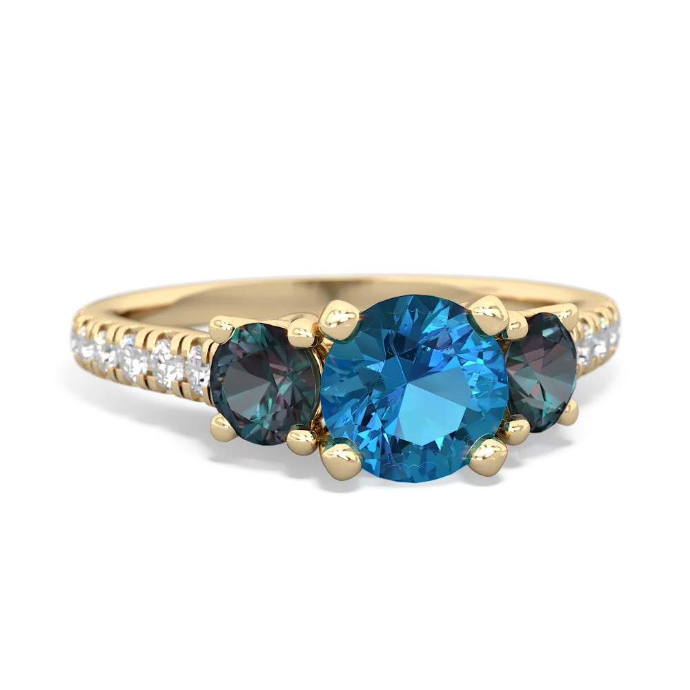 London Topaz Pave Trellis 14K Yellow Gold ring R5500