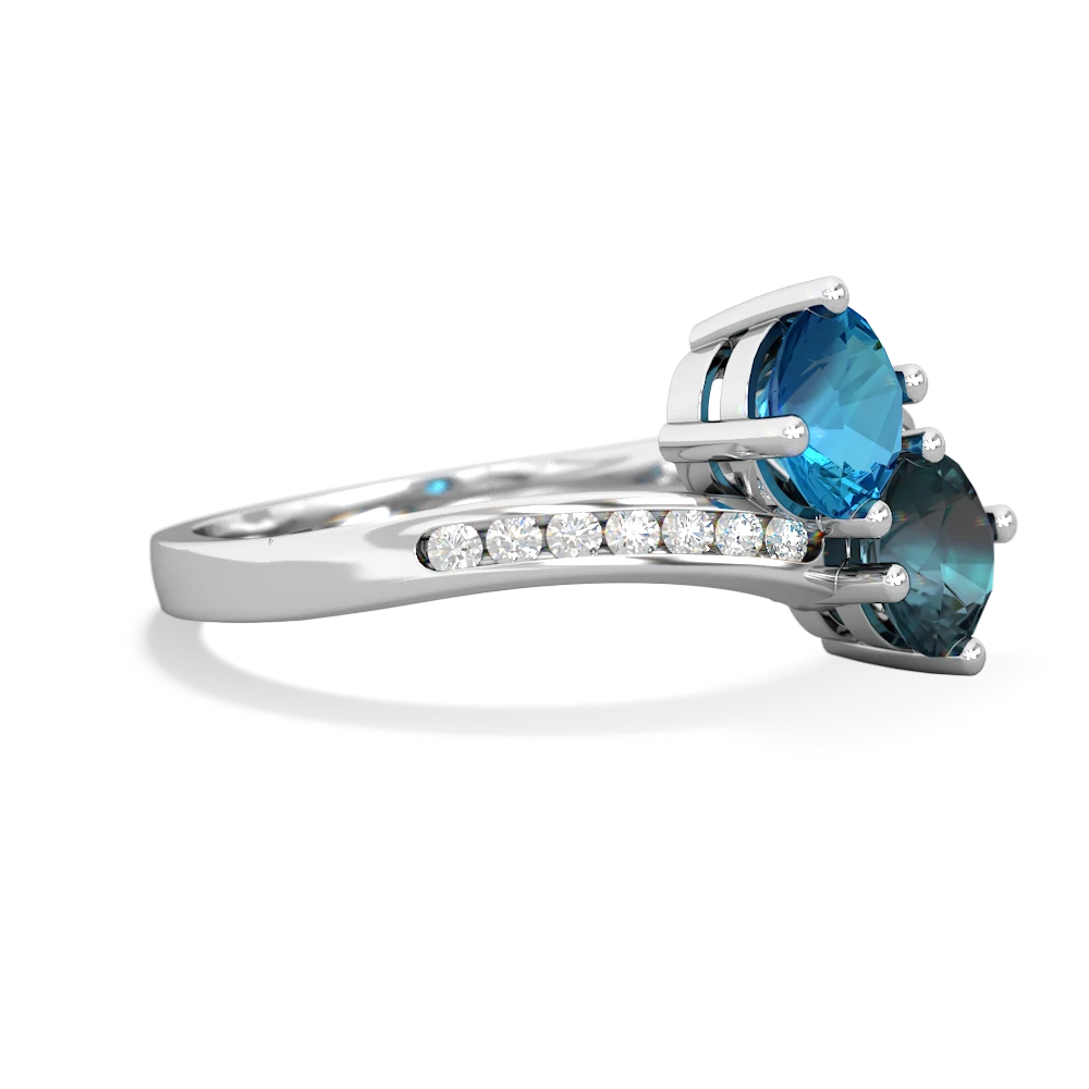 London Topaz Channel Set Two Stone 14K White Gold ring R5303