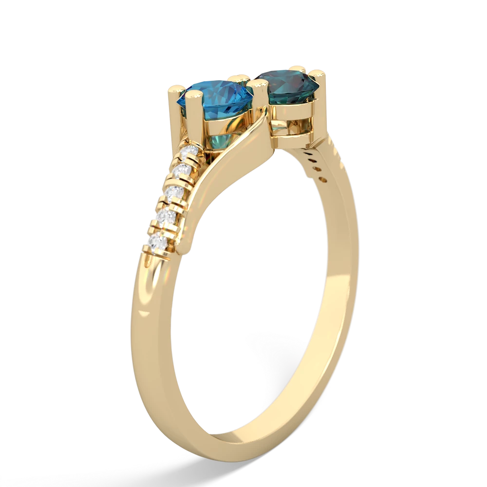 London Topaz Infinity Pave Two Stone 14K Yellow Gold ring R5285