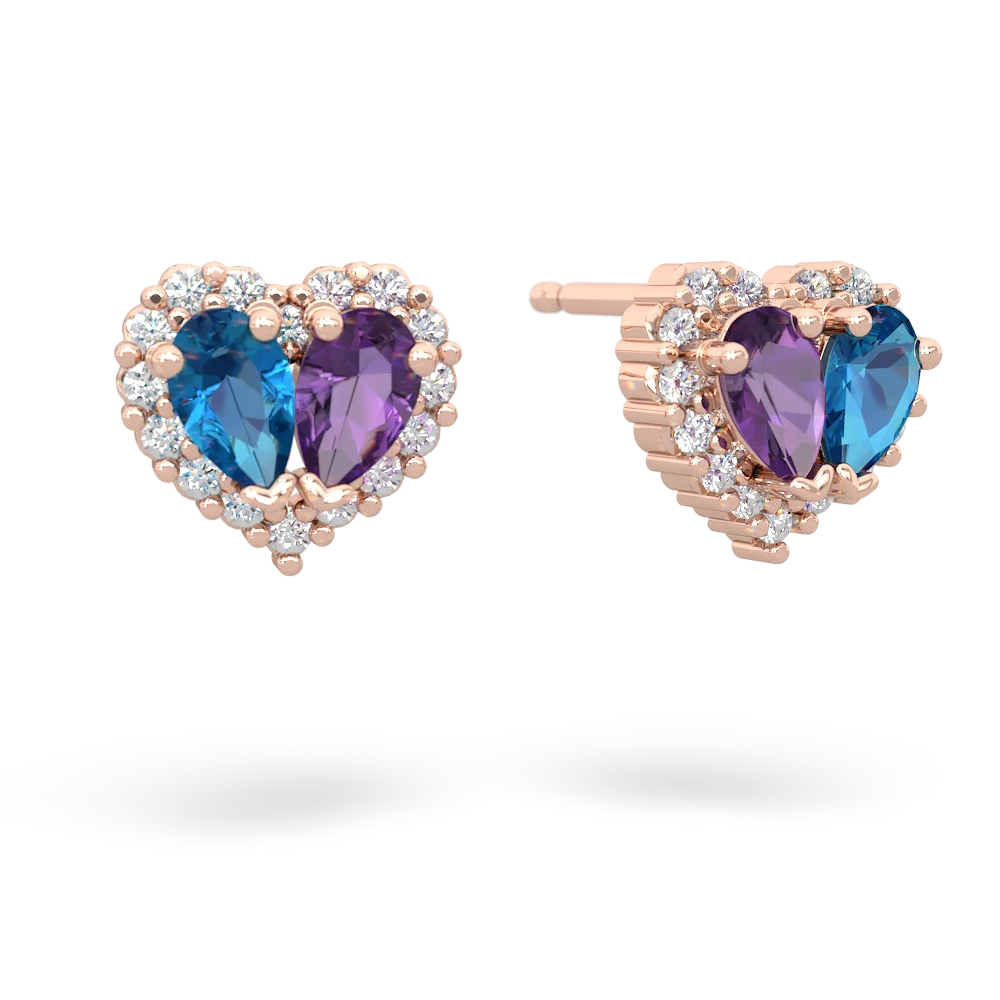 London Topaz Halo 14K Rose Gold earrings E7008