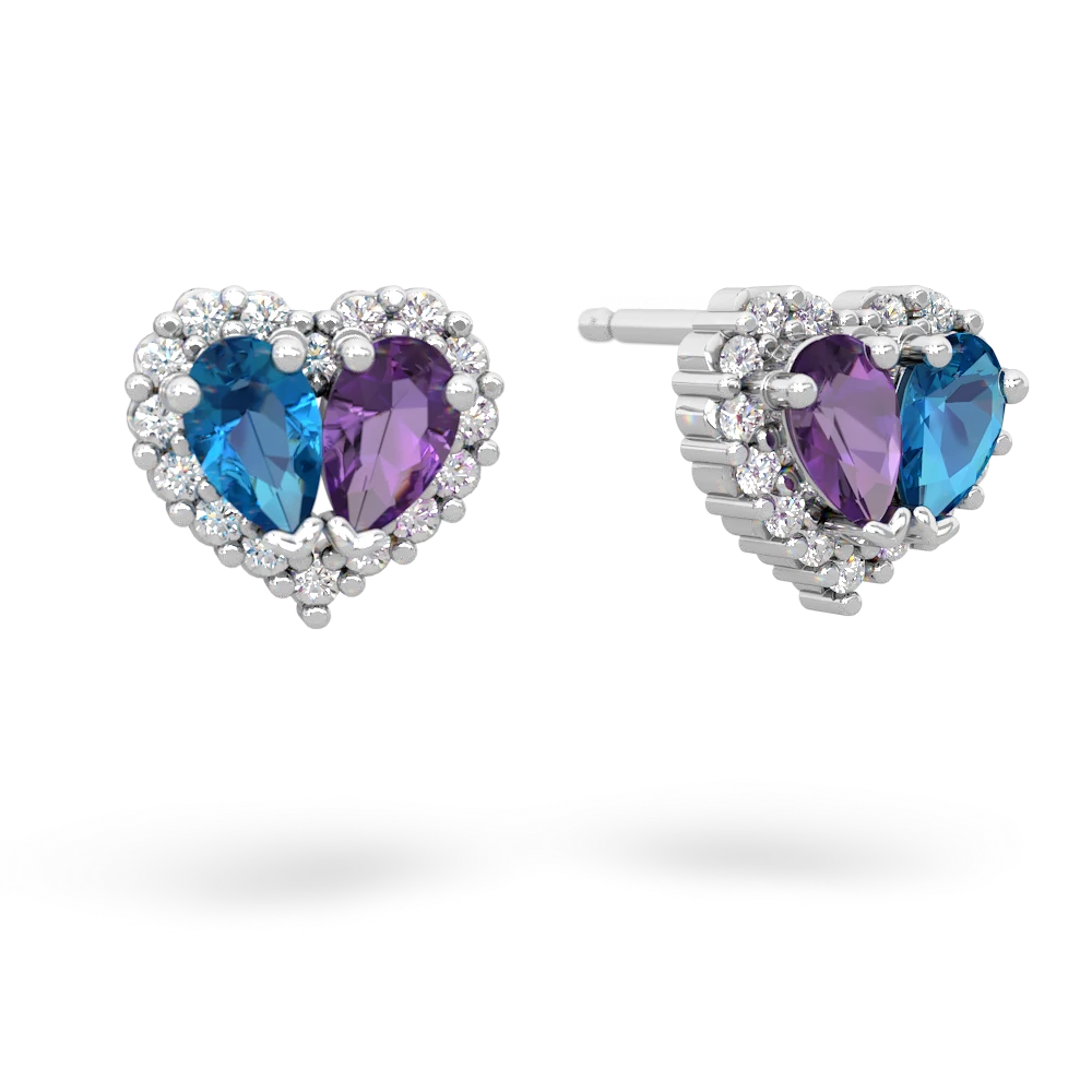 London Topaz Halo 14K White Gold earrings E7008