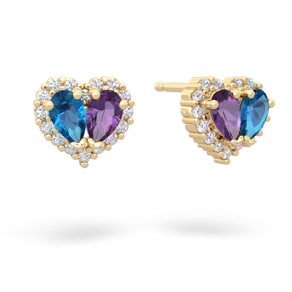 London Topaz Halo 14K Yellow Gold earrings E7008
