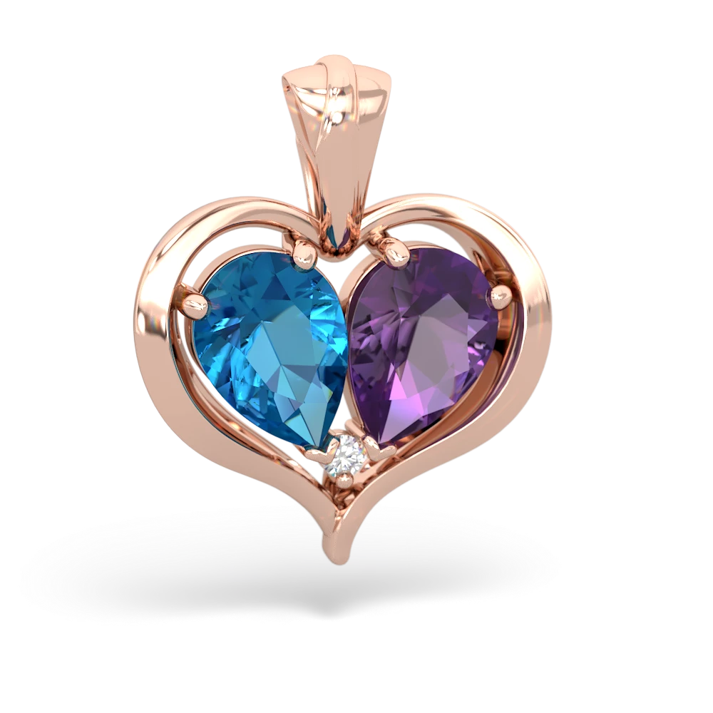 London Topaz Two Become One 14K Rose Gold pendant P5330