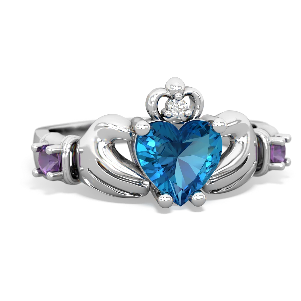 London Topaz Claddagh Keepsake 14K White Gold ring R5245