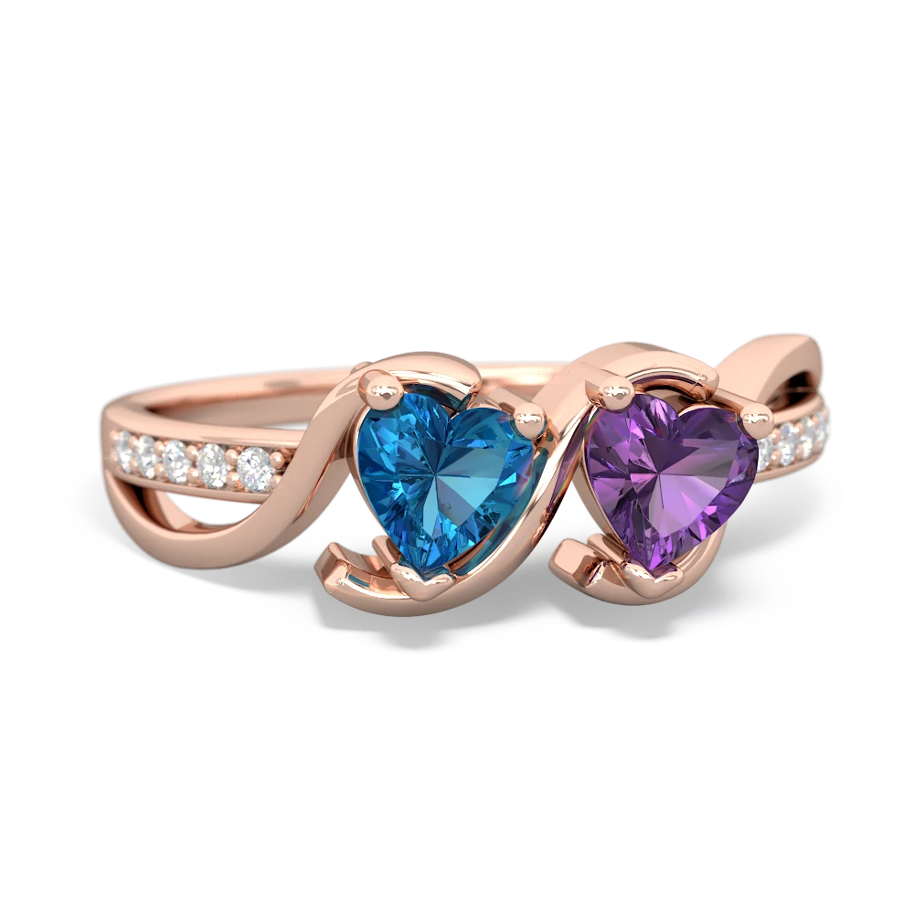 London Topaz Side By Side 14K Rose Gold ring R3090