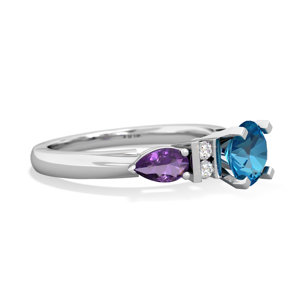 London Topaz 6Mm Round Eternal Embrace Engagement 14K White Gold ring R2005