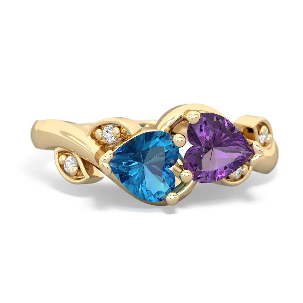 Solid 14k gold emerald cut amethyst and blue topaz ring – AmbicaNYC