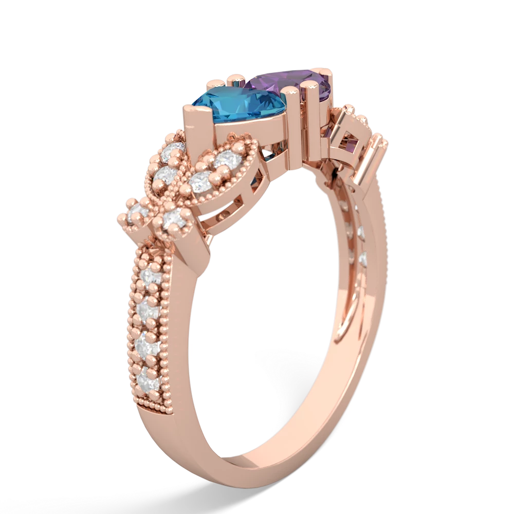 London Topaz Diamond Butterflies 14K Rose Gold ring R5601