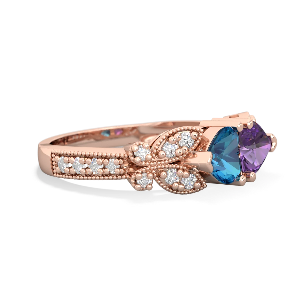 London Topaz Diamond Butterflies 14K Rose Gold ring R5601