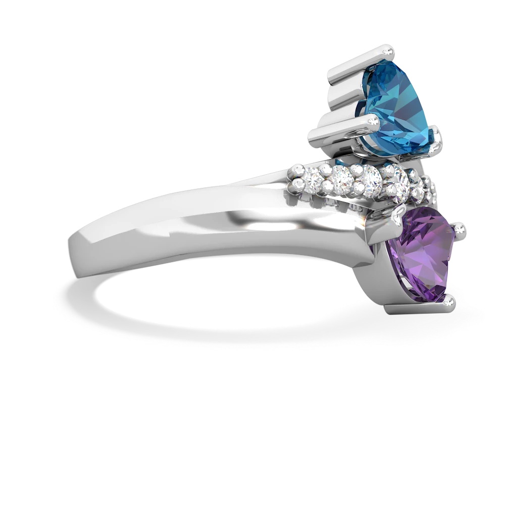 London Topaz Heart To Heart 14K White Gold ring R2064