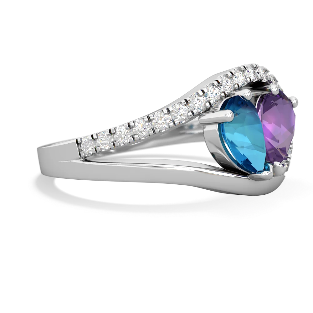 London Topaz Nestled Heart Keepsake 14K White Gold ring R5650