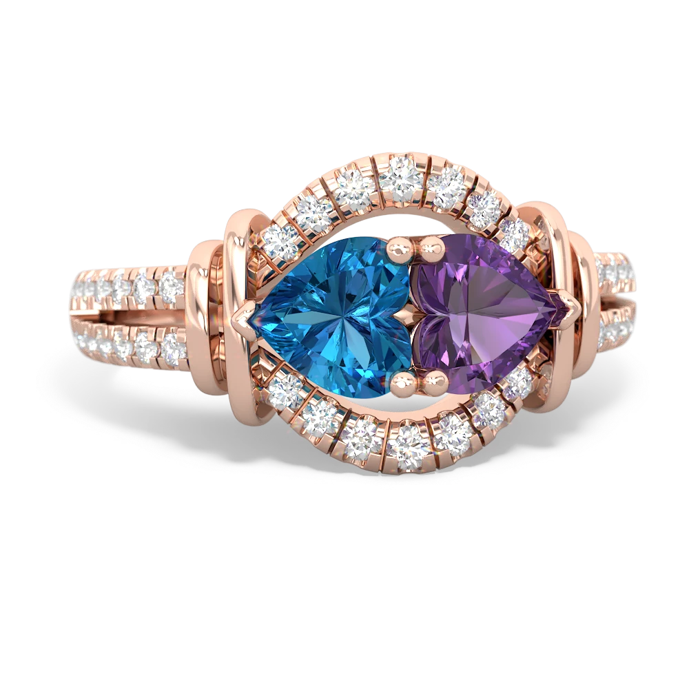 London Topaz Art-Deco Keepsake 14K Rose Gold ring R5630