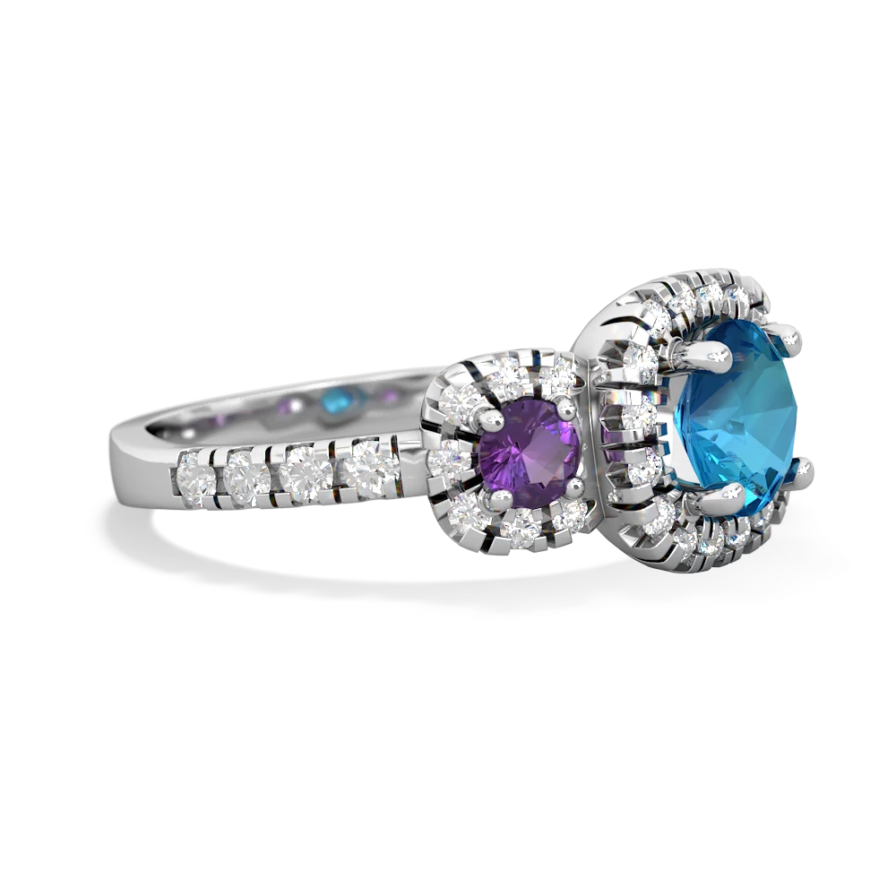 London Topaz Regal Halo 14K White Gold ring R5350