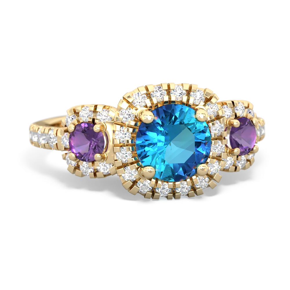 London Topaz Regal Halo 14K Yellow Gold ring R5350