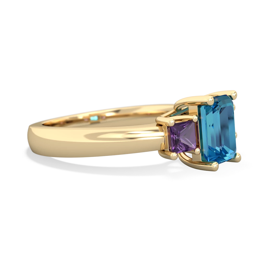 London Topaz Three Stone Emerald-Cut Trellis 14K Yellow Gold ring R4021